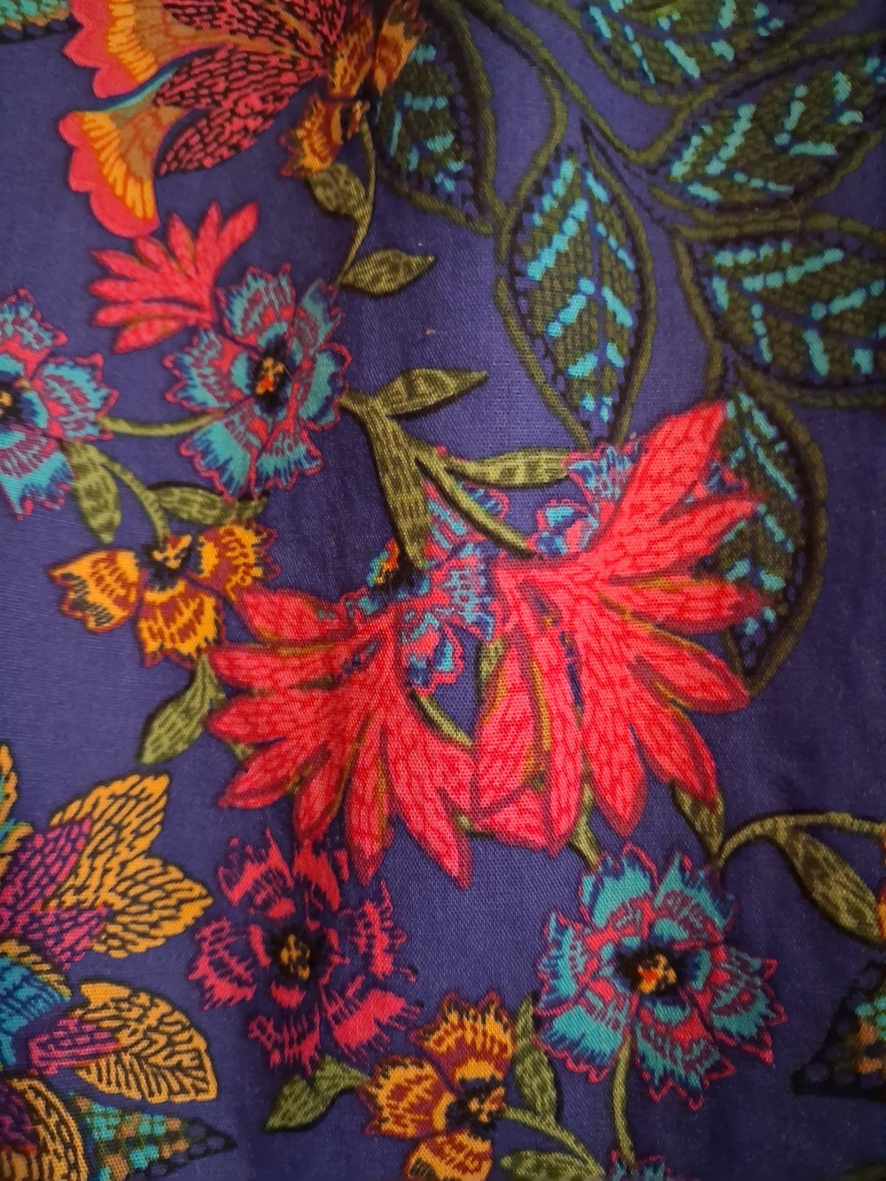 Floral Ruffle-Sleeve Top - Blue - Picture 3 of 3